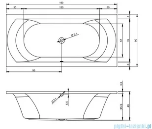 Riho Lima wanna prostokątna 190x90cm z hydromasażem Air lewa B053007005 - Wanny z hydromasażem - miniaturka - grafika 2