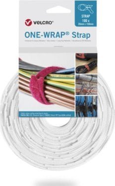 VELCRO One Wrap 20 mm x 230 mm, 100 sztuk, biała