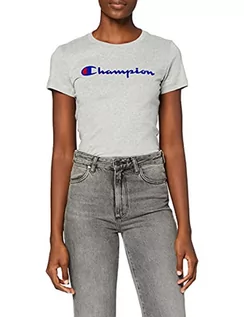 Koszulki i topy damskie - Champion Damska koszulka z klasycznym logo, jasnoszary, S - grafika 1