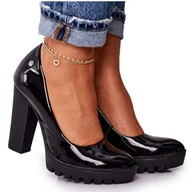 Czółenka - Czółenka Na Słupku I Platformie Maciejka Czarne Lakierowane 02629-05 - miniaturka - grafika 1