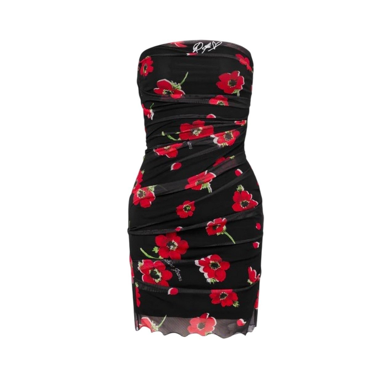 vestiti casual donna moschino jeans - abito tulle stampa fiori - nero