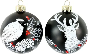 Hoff INTERIEUR 2182 KULKI SZKLANE "SCHWARZWALD" czarne zestaw 2 szt. ok. ø8cm ozdoby choinkowe bombki XMAS - Bombki - miniaturka - grafika 1