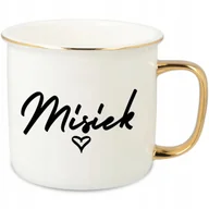 Kubki - KUBEK UCHO RANT ZŁOTY PORCELANOWY RETRO PREZENT DLA CHŁOPAKA MISIEK WZORY - miniaturka - grafika 1