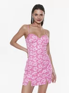 Sukienki - ROTATE Sukienka koktajlowa Jacquard Flower RT2396 Różowy Slim Fit - miniaturka - grafika 1