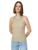 Koszulki i topy damskie - Koton Damski Basic Tank Top Ribbed Halter Neck, beżowy (050), L - miniaturka - grafika 1
