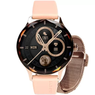 Garett Viva złoty stalowy + różowy pasek - Smartwatch - miniaturka - grafika 2