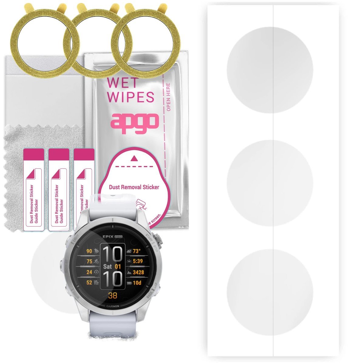 3x Folia ochronna hydrożelowa do Garmin epix Pro (Gen 2) Standard i Sapphire Edition 42 mm - apgo Smartwatch Hydrogel Protection Ochrona na ekran...