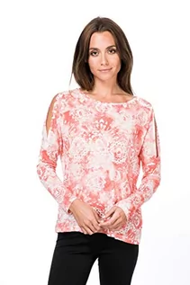 Bluzki damskie - super.natural Koszulka damska z długim rękawem, z wełny merynosów, W JONSER LS PRINTED, rozmiar: XL, kolor: biały/różowy SNW013437 - grafika 1