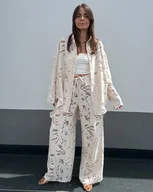 Spodnie sportowe damskie - Spodnie Aura azure ecru - miniaturka - grafika 1