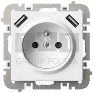 Gniazdka elektryczne - Elektro-Plast Vestra Gniazdo 2P+Z 2xUSB zasilające bez ramki podtynkowe IP20 biały 3888-10 - miniaturka - grafika 1