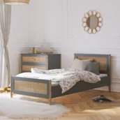 Łóżka dla dzieci i młodzieży - Łóżko szare rattanowe Oceania Silex 90x200 - miniaturka - grafika 1