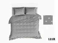 Pościel - Extrapościel Pościel bawełniana 200x220 R121 szara serca serduszka białe 275D - miniaturka - grafika 1