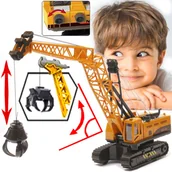 Samochody i pojazdy dla dzieci - Dźwig Żuraw Sterowany Pokrętłami Z Chwytakiem • Napęd • Ruchome Elementy • - miniaturka - grafika 1