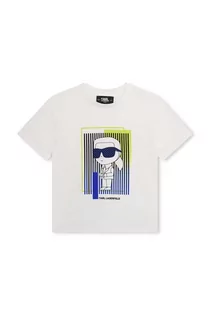 Koszulki dla chłopców - Karl Lagerfeld t-shirt bawełniany dziecięcy kolor biały z nadrukiem - grafika 1