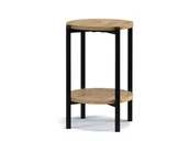 Ławy i stoliki kawowe - Stolik Kawowy SIGMA SM-04 Dąb Artisan Do Salonu Czarne Metalowe Nogi Okrągły Pomocniczy - miniaturka - grafika 1