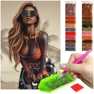 Zabawki kreatywne - Haft Diamentowy ARTULIO, Obraz DIY 5D, Diamond Painting, Mozaika Diamentowa 40X60cm (Kobieta w słoneczny dzień) + Zestaw Akcesoriów - miniaturka - grafika 1