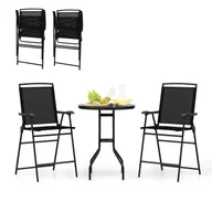 Meble ogrodowe - KOMFOTTEU zestaw bistro, zestaw ogrodowy, stół z otworami na parasole, 2 składane krzesła, zestaw stół i krzesła tarasowe, meble ogrodowe na balkon, czarny - miniaturka - grafika 1