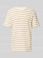 Koszulki męskie - T-shirt z prążkowanym, okrągłym dekoltem model ‘IAN’ - miniaturka - grafika 1