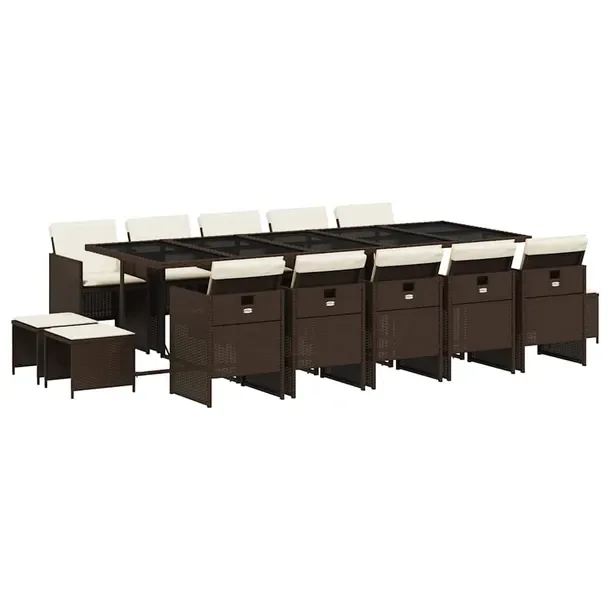 Zestaw Mebli Ogrodowych Rattan PE, Stół 275x106x73 cm, Krzesło 50,5x54x7
