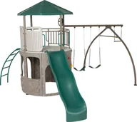 Place zabaw - Lifetime Lifetime Wieża z huśtawką i zjeżdżalnią Brązowy, Zielony 590x490x331cm - miniaturka - grafika 1