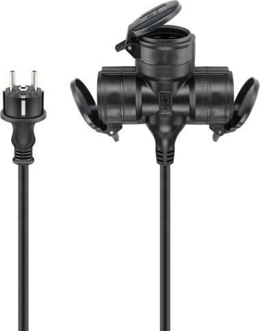 Przewód Goobay Potrójny przedłużacz zewnętrzny, 10 m, czarny - Długość kabla 10 m