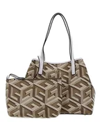 Torebki damskie - Guess Vikky Tote, Torba damska, Jeden rozmiar, Logo Taupe, 70AA - miniaturka - grafika 1