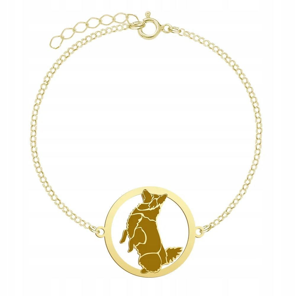 Bransoletka Złota z psem Swedish Lapphund SREBRO 925 Prezent GRAWER GRATIS