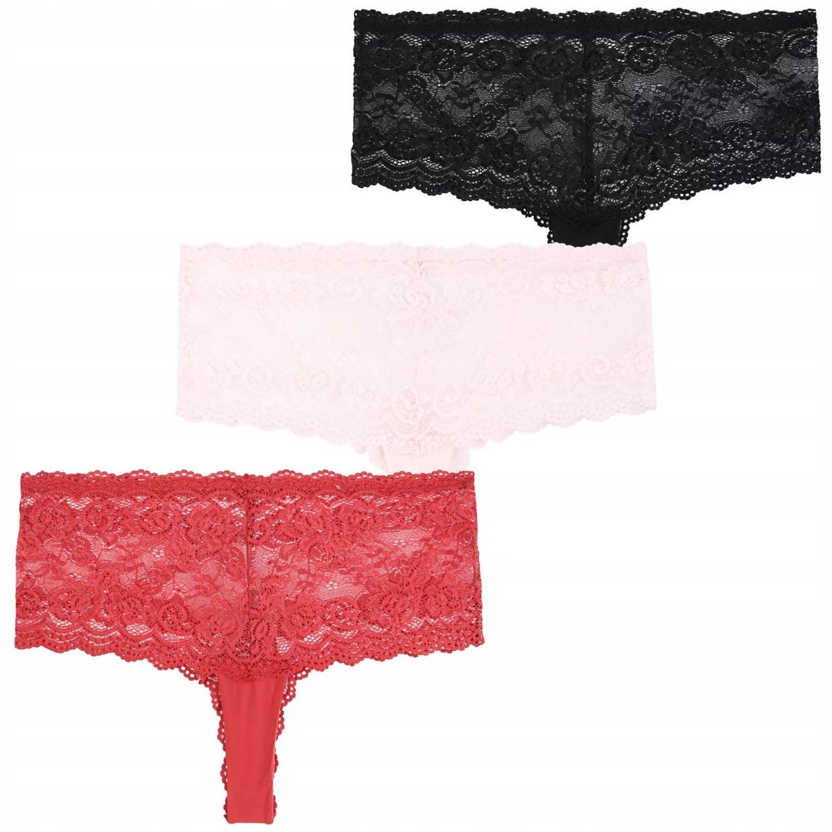 3X Majtki Damskie Koronkowe Stringi Seksowne Wysoki Stan Komplet Moraj Xl