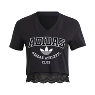 Koszulki i topy damskie - Koszulka damska adidas CROPPED LACE TRIM czarna IL2417-XXS - miniaturka - grafika 1