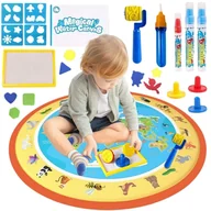 Maty edukacyjne - WOOPIE Magiczna Mata Wodna do Malowania Okrągła ZOO 23 el. - miniaturka - grafika 1