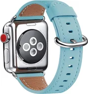Akcesoria do smartwatchy - PASEK DO APPLE WATCH 1/2/3/4/5/6/7/8/9/10/SE 42/44/45/46mm NIEBIESKI SKÓRA - miniaturka - grafika 1