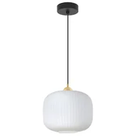 Lampy sufitowe - Lampa sufitowa wisząca Riffle loft 1xE27 klosz walec 25cm biały/czarny/złoty Light Home LH - miniaturka - grafika 1