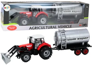 Traktor Rolniczy Koparka z Cysterną Napęd Czerwony - Samochody i pojazdy dla dzieci - miniaturka - grafika 1