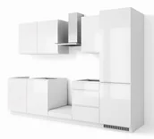 Meble kuchenne - Zestaw Mebli Kuchennych Alba 300-P Akryl Biały Połysk - miniaturka - grafika 1