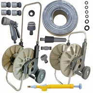 Węże ogrodowe i zraszacze - Wózek Aluminiowy Wąż Ogrodowy Mocny 1/2 50M Zestaw - miniaturka - grafika 1