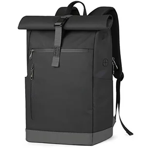 Inateck Plecak na laptopa damski męski 43 cm odporny na zachlapanie antykradzieżowy Roll Top plecak do jazdy na rowerze służbowej podróży z portem na słuchawki - czarny - Torby na laptopy - miniaturka - grafika 1