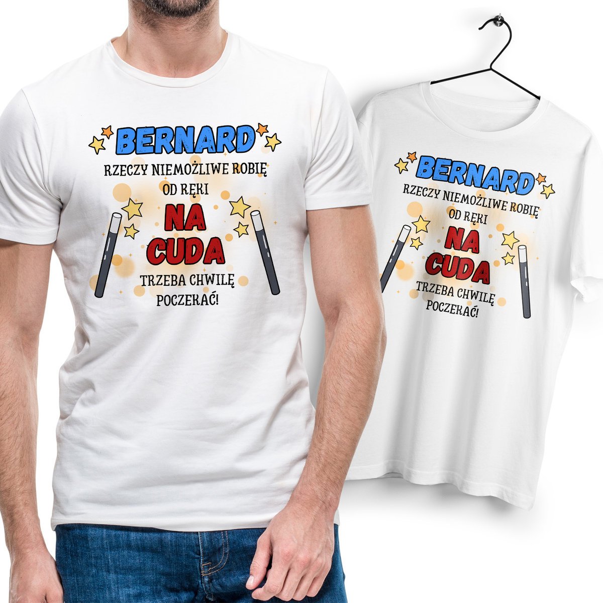 Koszulka Męska Biała Dla Bernarda T-Shirt Podkoszulek Nadruk Na Prezent