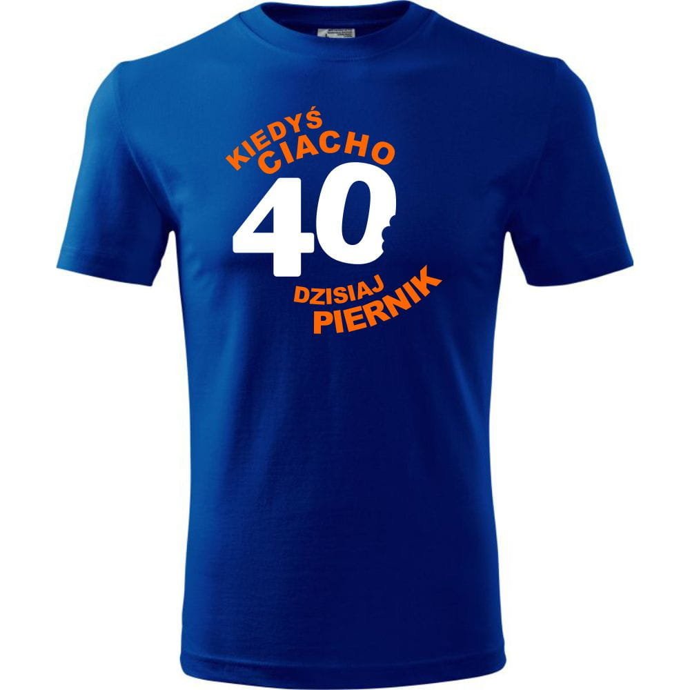 Męska Koszulka Nadruk kiedyś ciacho, dzisiaj piernik 40 na Prezent Urodziny niebieski M