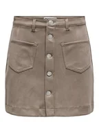 Spódnice - ONLY Spódnica z imitacji skóry Amazing 15351289 Beżowy Slim Fit - miniaturka - grafika 1