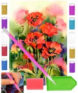 Zabawki kreatywne - Haft diamentowy KWIATY MAKI 30x40 OBRAZ duży zabawki kreatywne plastyczne - miniaturka - grafika 1