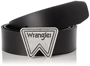Paski - Wrangler Męski pasek z logo, czarny, 100, czarny - grafika 1