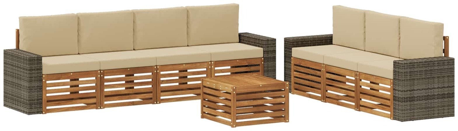 vidaXL Zestawy sof z poduszką 8 pcs Lite Drewno Akacji