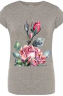 Koszulki i topy damskie - Roża Damski Modny Kolorowy T-Shirt Nadruk Rozm.XL - miniaturka - grafika 1