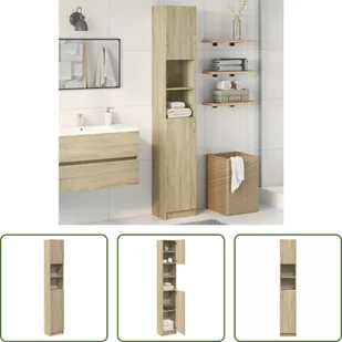 The Living Store Szafka łazienkowa dąb sonoma 32x25,5x190 cm Materiał drewnopochodny - Szafki łazienkowe The Living Store Szafka łazienkowa dąb sonoma 32x25,5x190 cm Materiał drewnopochodny - Szafki łazienkowe - miniaturka - grafika 1