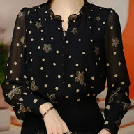 Koszule damskie - TEMU Modna Koszula z Nadrukiem dla Eleganckich Kobiet i Mam - miniaturka - grafika 1