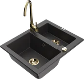 Zlewozmywaki z baterią - Mexen Carlos zlewozmywak granitowy 1,5-komorowy z baterią kuchenną Telma, czarny nakrapiany - 6518-76-670200-50 - miniaturka - grafika 1