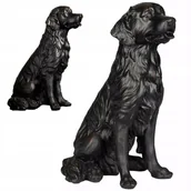 Figurki dekoracyjne - FIGURKA PSA GOLDEN RETRIEVER pies dekoracyjna czarna do salonu prezent - miniaturka - grafika 1
