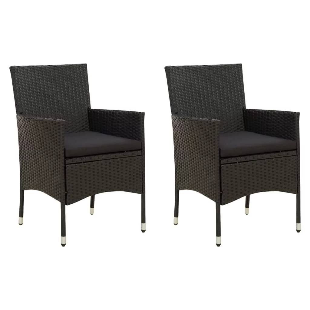 vidaXL Krzesła ogrodowe z poduszkami 2 szt. polirattan czarne 316681