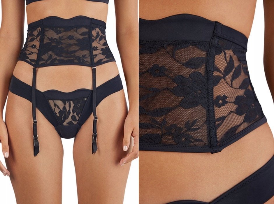 INTIMISSIMI damski pas do pończoch koronka czarny romance uniwersalny