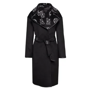Damski płaszcz GUESS LUDOVICA LOGO WRAP COAT W3BL18WFQT0-FJ1T – Czarny - Płaszcze damskie - miniaturka - grafika 1